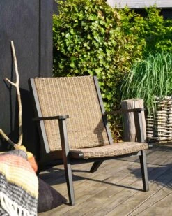 Brafab Kira Loungesessel, Schwarz / Rustikal Künstliches Rattan -Gartenmöbel Rabatte brafab kira armchair black rustic 5