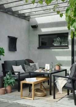 Brafab Rana Lounge-Set Niedrig 5 Sitzplätze, Schwarz/Anthrazit -Gartenmöbel Rabatte brafab rana corner group low black 2