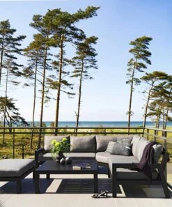 Brafab Stettler Modulsofa Endstück Links, Schwarz/Grau -Gartenmöbel Rabatte brafab stettler 2 s h matt black m d 2