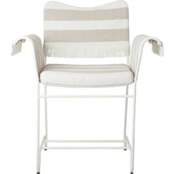 Gubi Tropique Esszimmerstuhl Mit Fransen, Classic White Semi Matt / Leslie Stripe 40