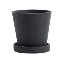 Hay Flowerpot Topf Mit Unterteller Schwarz, Ø11 Cm S