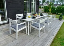 Stoltö Tischgarnitur 6 Sitzplätze, Weiß 7 Stoltö Tischgarnitur 6 Sitzplätze, Weiß -Gartenmöbel Rabatte hillerstorp stolto matgrupp orkangra inkdynor 7
