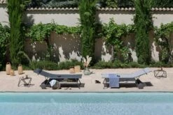 Lafuma Miami Batyline® Duo Hohe Sonnenliege, Galet -Gartenmöbel Rabatte lafuma sunbed miami high duo galet titane 10